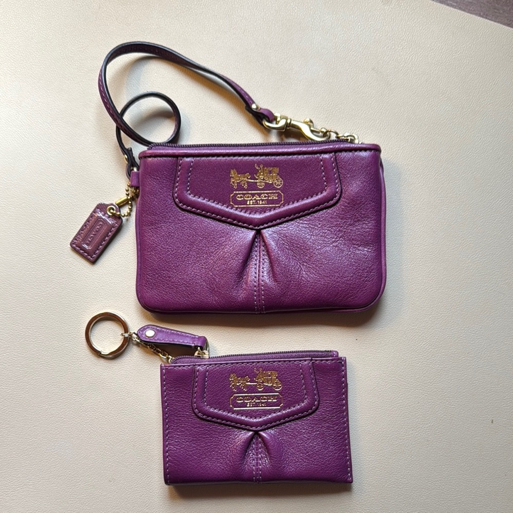 Coach Purple Wristlet and Card Holder Set